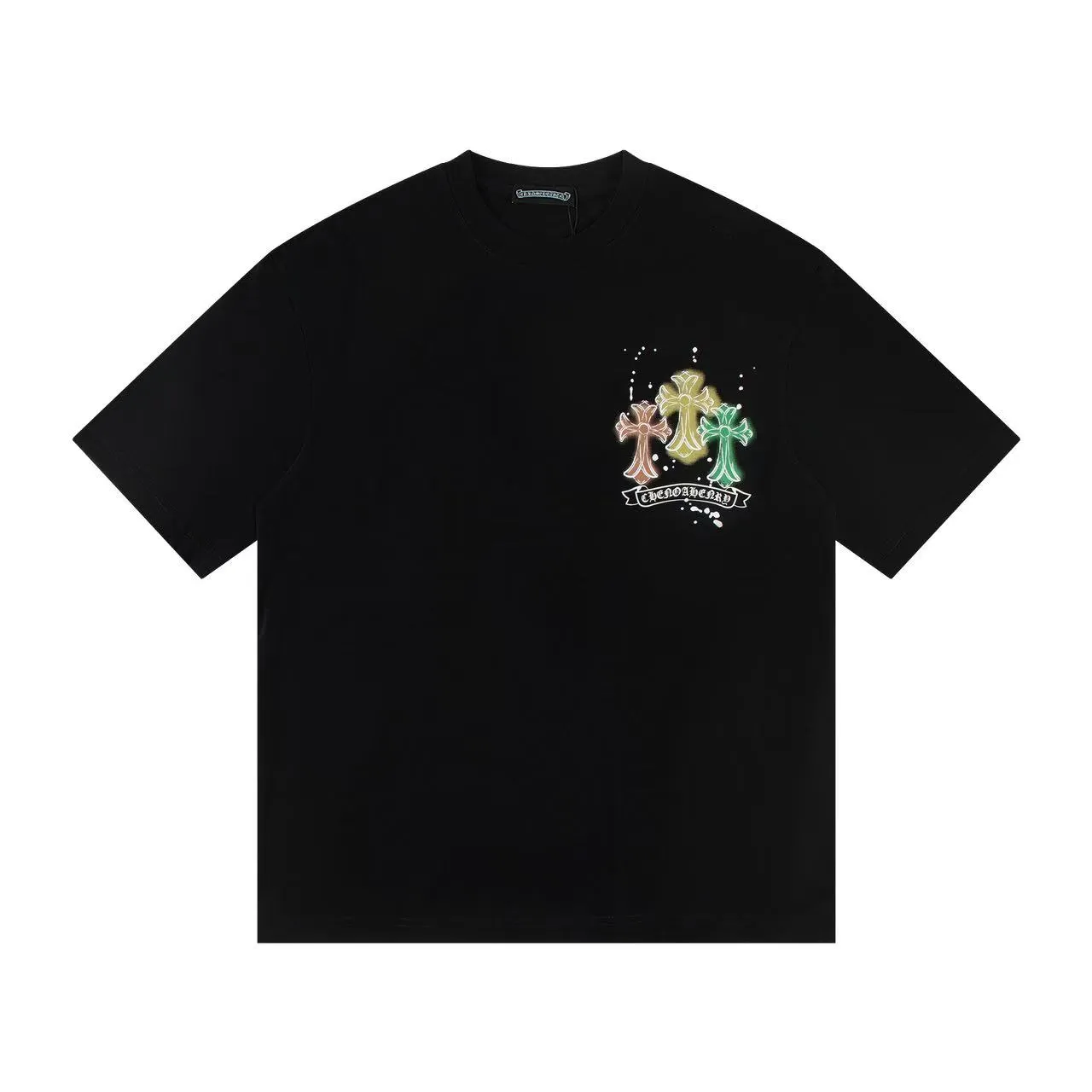 🅿️160 Style: 2025 new Croix Heart short-sleeved T-shirt Material: High version 300g double yarn combed cotton Size: S～XL Color: Black Style number: Z016